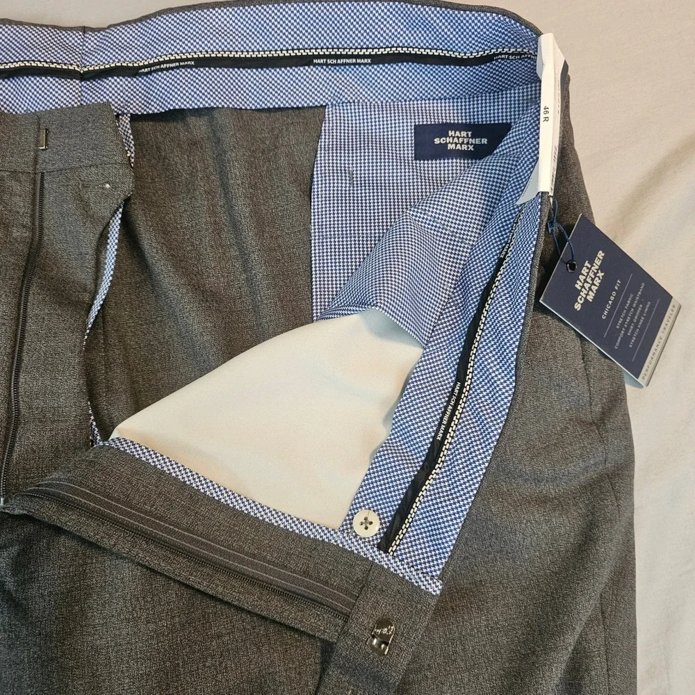 Hart Schaffner Marx 46R Chicago Fit Unhemmed Charcoal Suit Pants NWT $125 L844